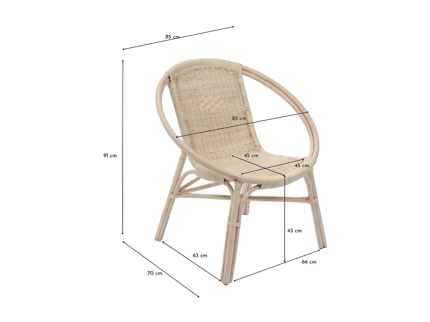 Fauteuil rond en rotin naturel - CROZON