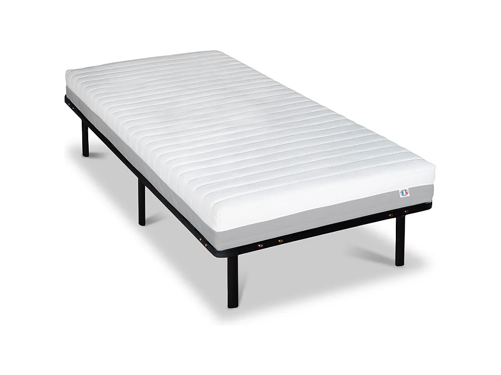 OLYMPE LITERIE | Ensemble VENUS 90x190 cm | Matelas Mousse Haute Densité + Sommier Métal