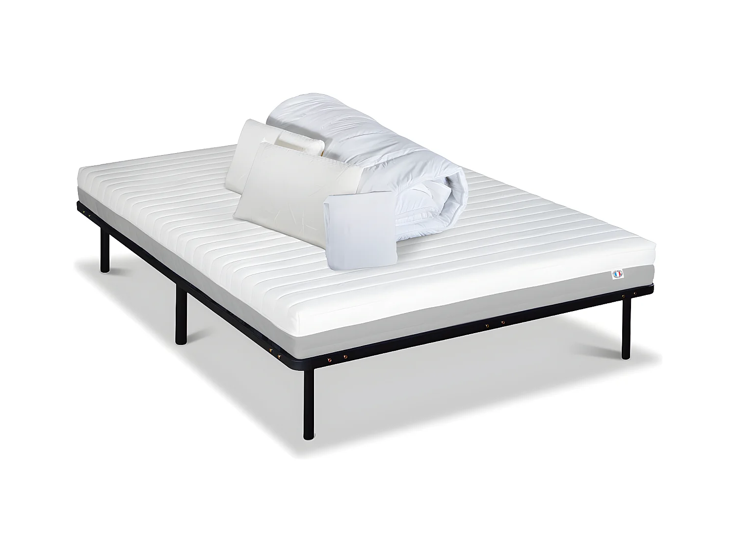 OLYMPE LITERIE | Pack Prêt à dormir VENUS 140x200 cm | Matelas Mousse Haute Densité + Sommier Métal + Accessoires