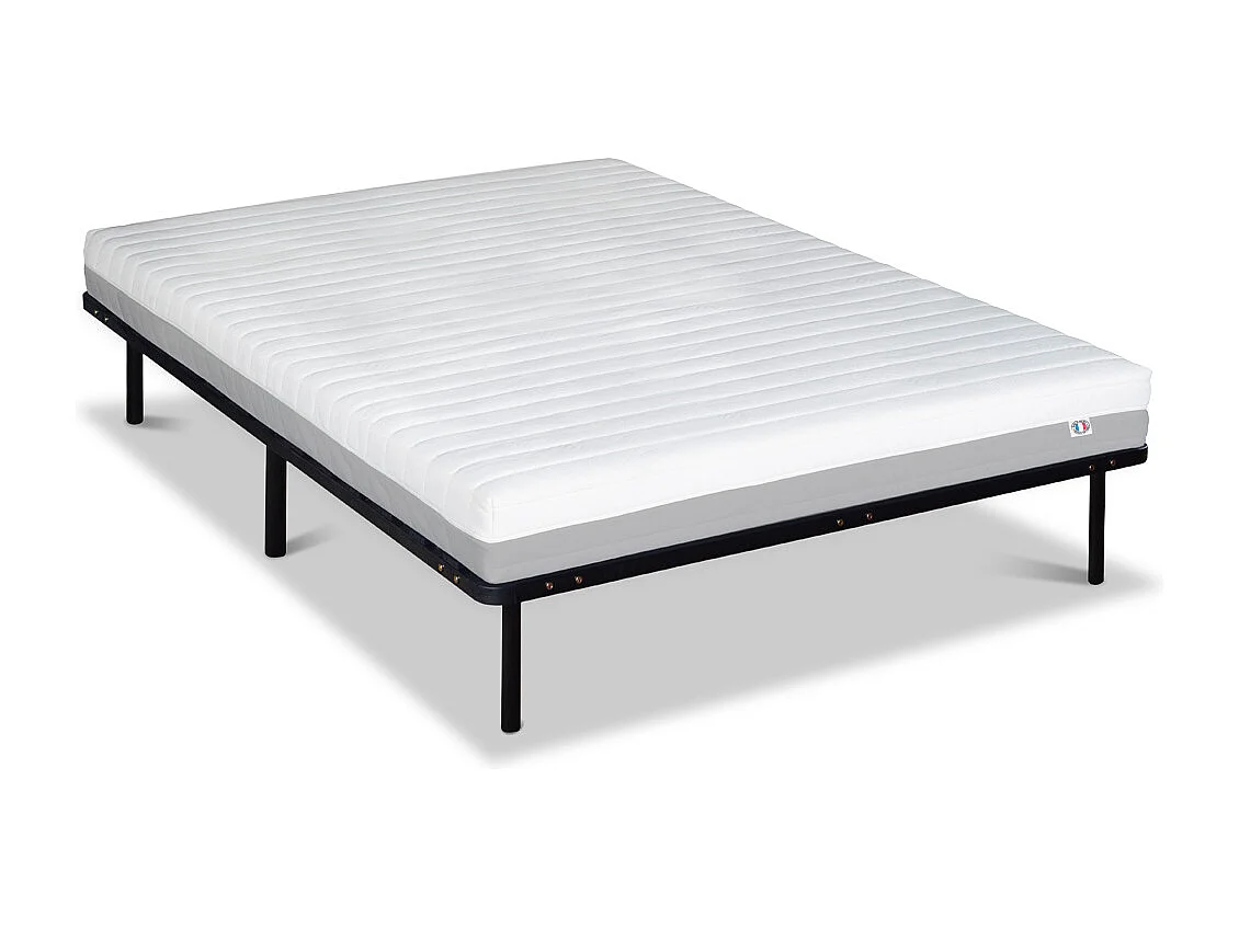 OLYMPE LITERIE | Ensemble VENUS 140x200 cm | Matelas Mousse Haute Densité + Sommier Métal
