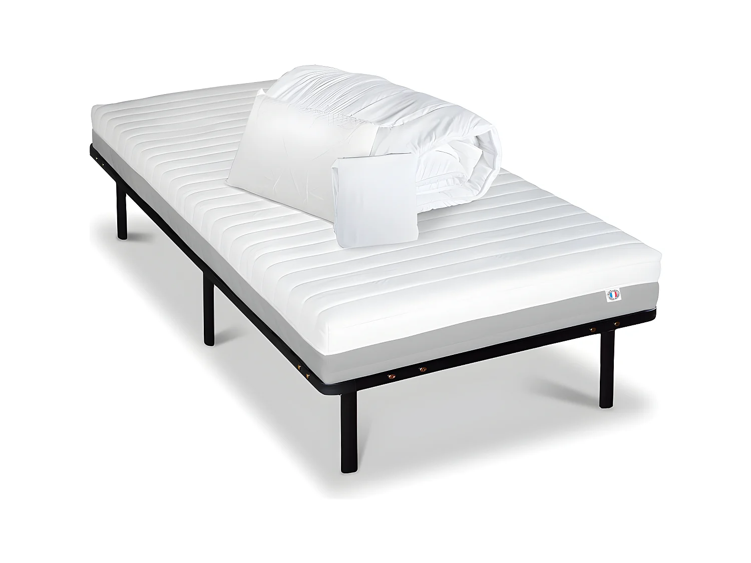 OLYMPE LITERIE | Pack Prêt à dormir VENUS 90x190 cm | Matelas Mousse Haute Densité + Sommier Métal + Accessoires