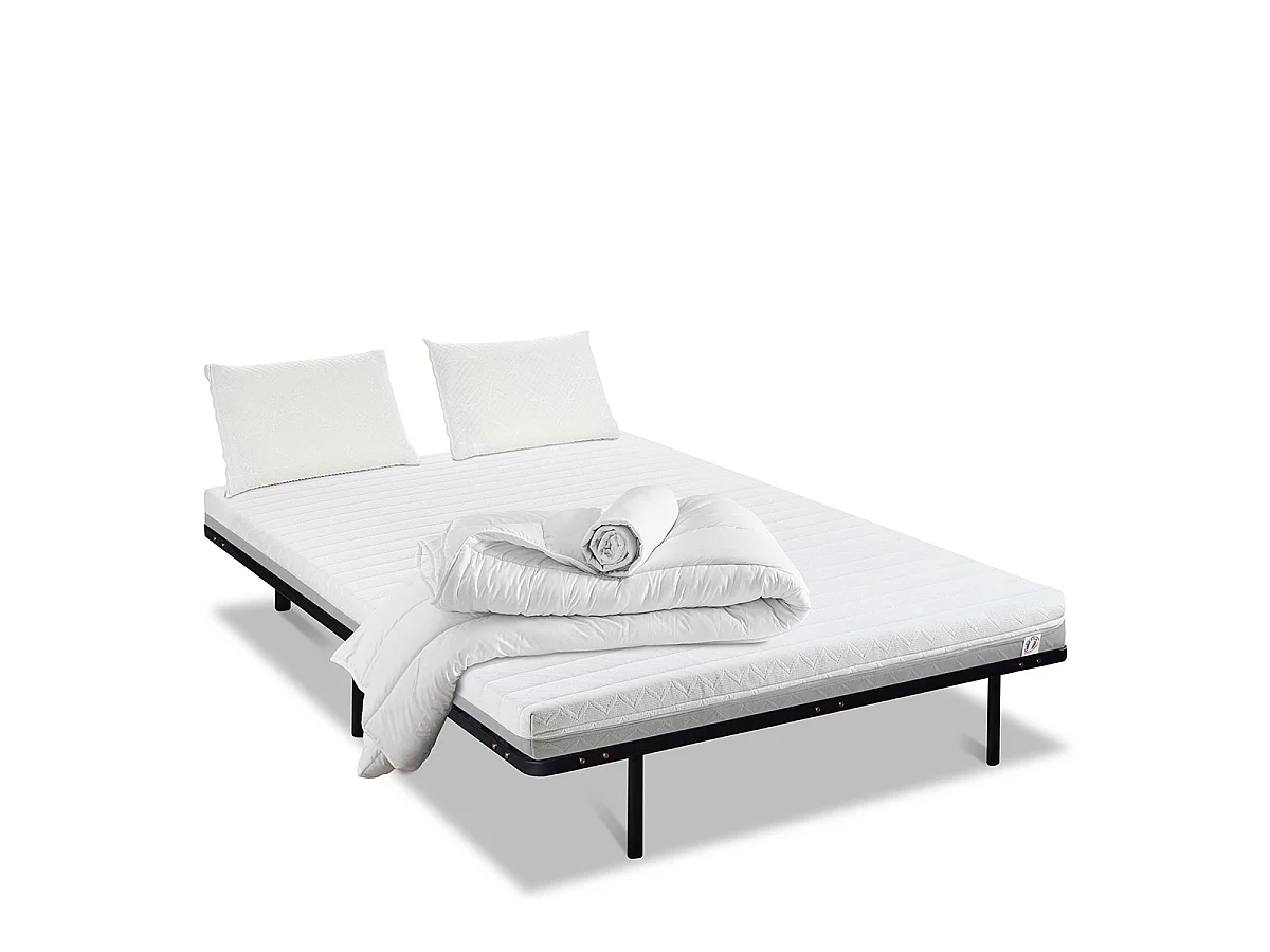 Pack Venus 90x190 cm Matelas Mousse + Sommier Métal + Accessoires