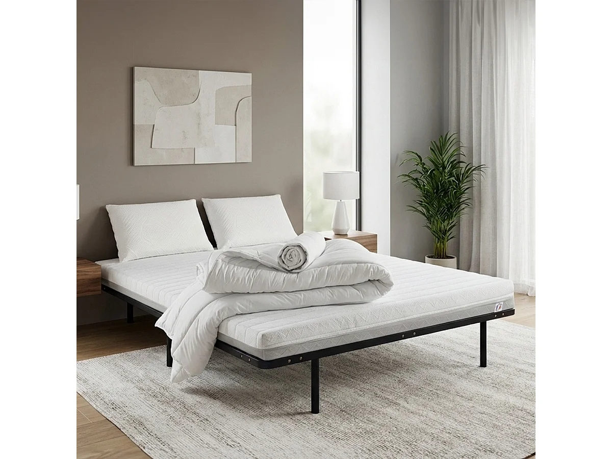 Pack Venus 90x190 cm Matelas Mousse + Sommier Métal + Accessoires