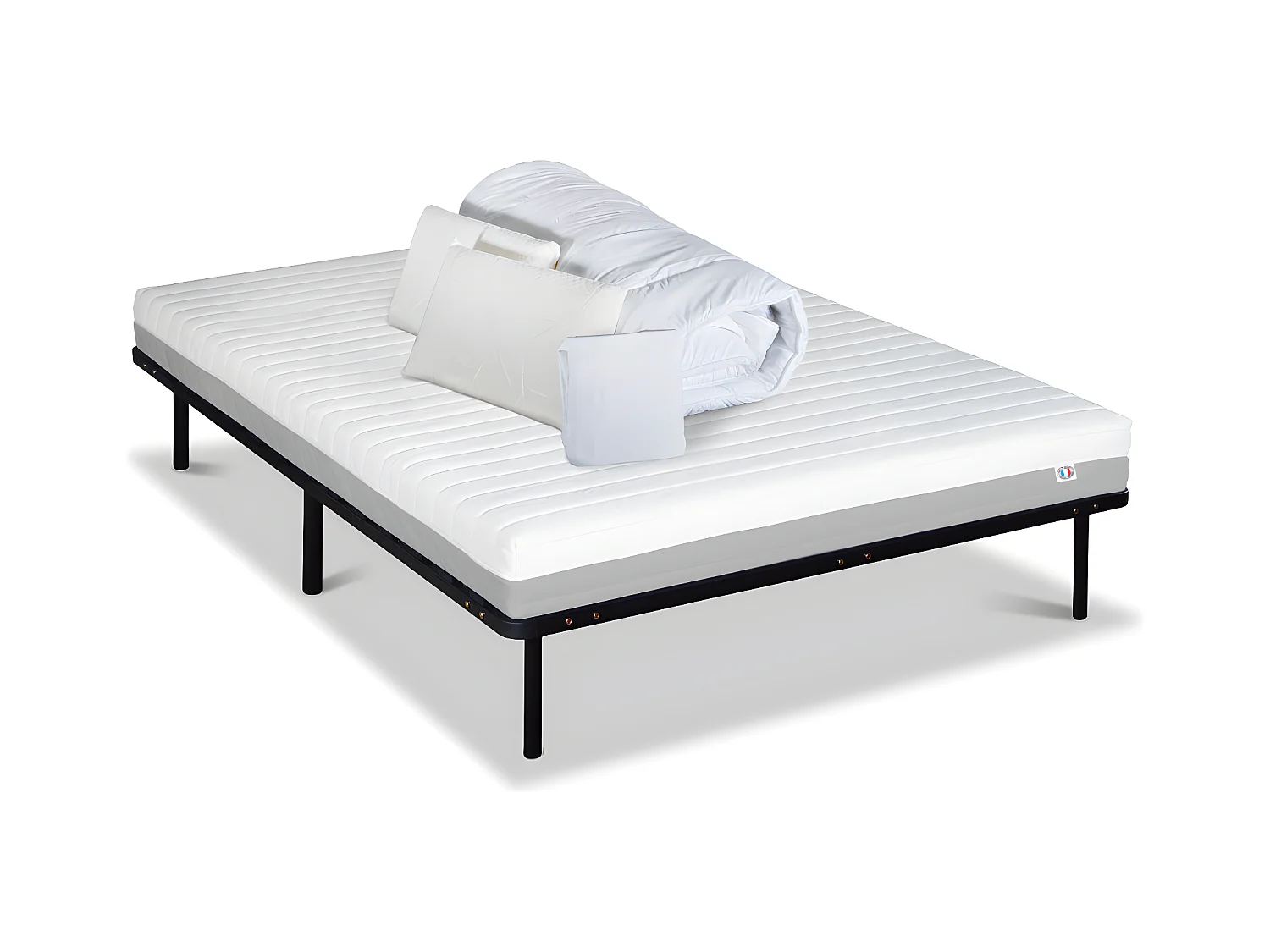 OLYMPE LITERIE | Pack Prêt à dormir VENUS 160x200 cm | Matelas Mousse Haute Densité + Sommier Métal + Accessoires
