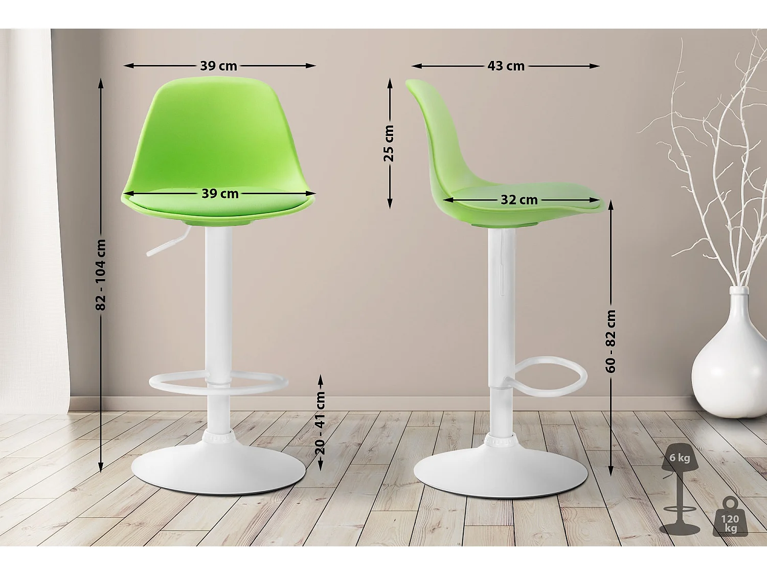 Tabouret de bar - Plastique & Métal - Vert - Kiel