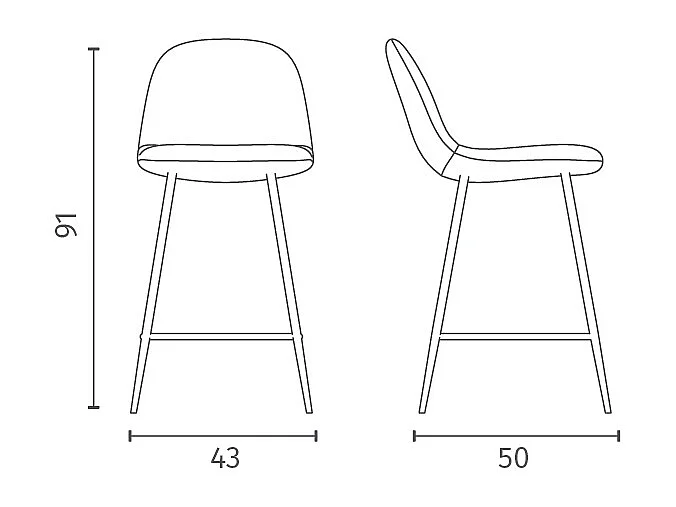 Brigitte - Kruk van bruin eco-leer - Set van 2 stuks