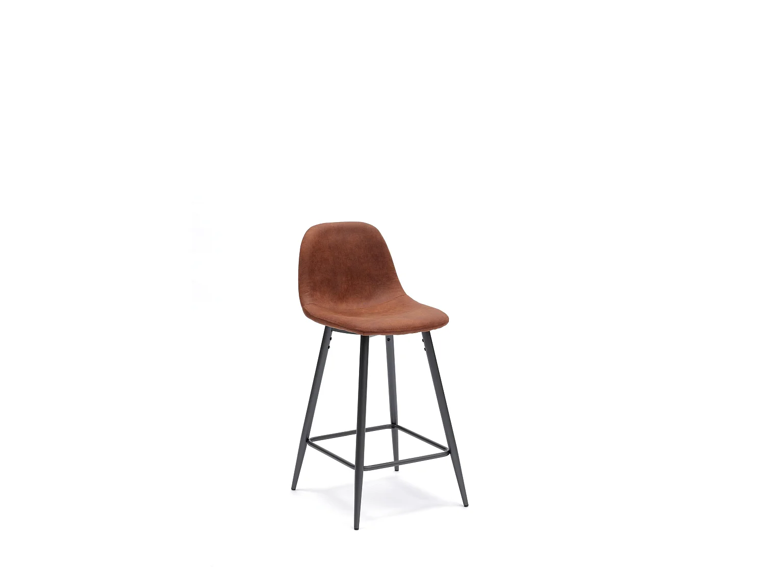 Brigitte Tabouret en éco-cuir marron Lot de 2 pcs