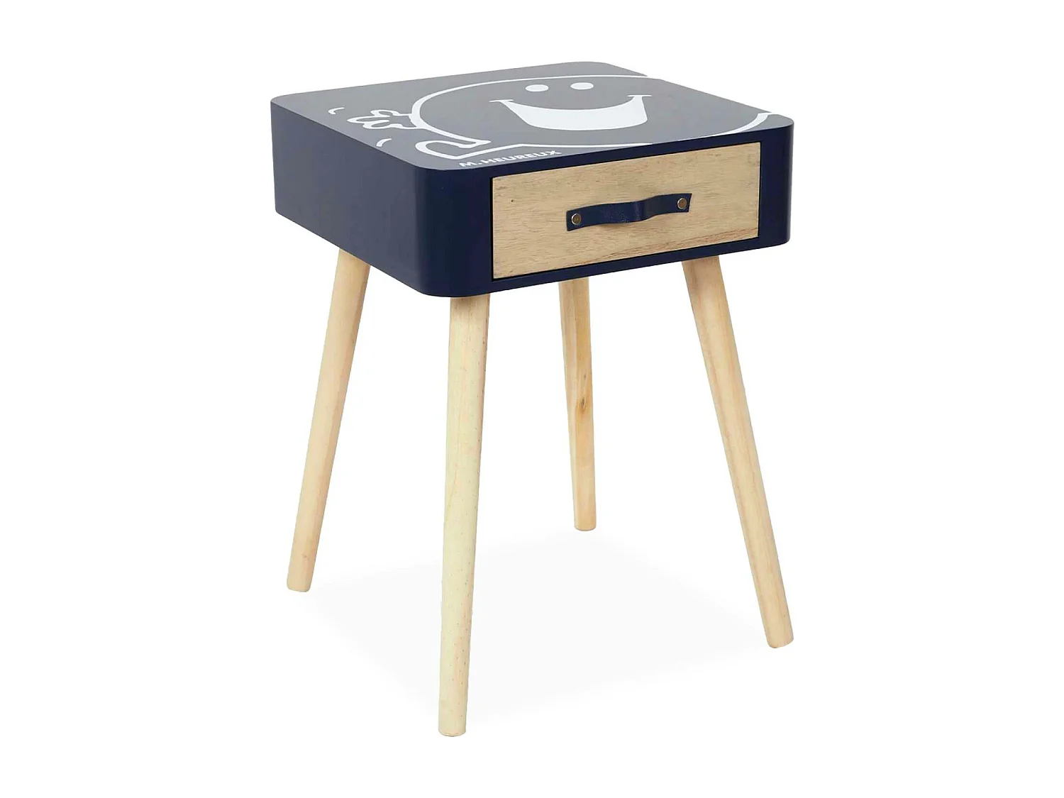 Table de chevet enfant collection Monsieur/Madame. Monsieur Heureux. bleu marine