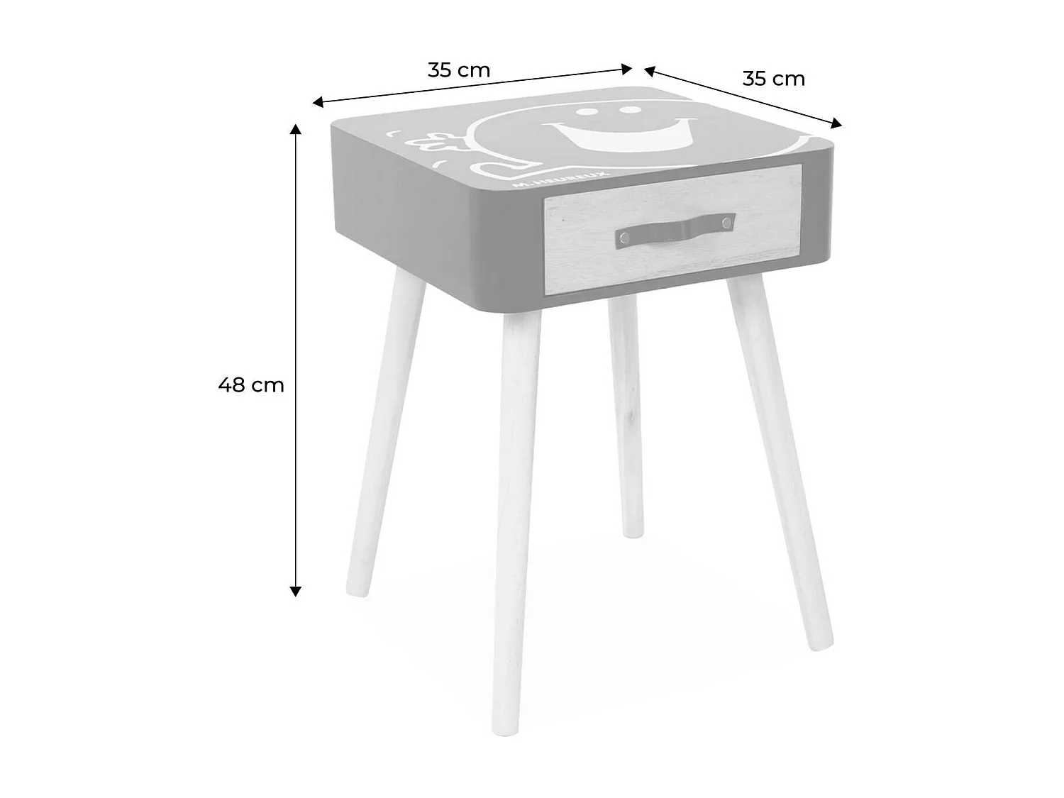Table de chevet enfant collection Monsieur/Madame. Monsieur Heureux. bleu marine