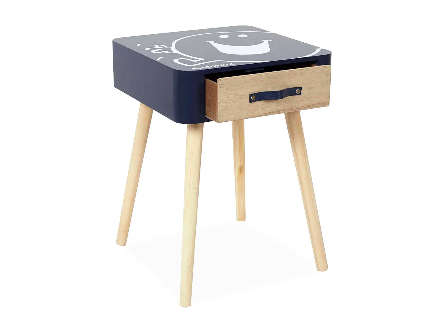 Table de chevet enfant collection Monsieur/Madame. Monsieur Heureux. bleu marine