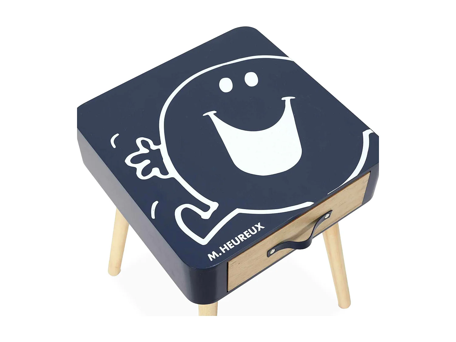 Table de chevet enfant collection Monsieur/Madame. Monsieur Heureux. bleu marine