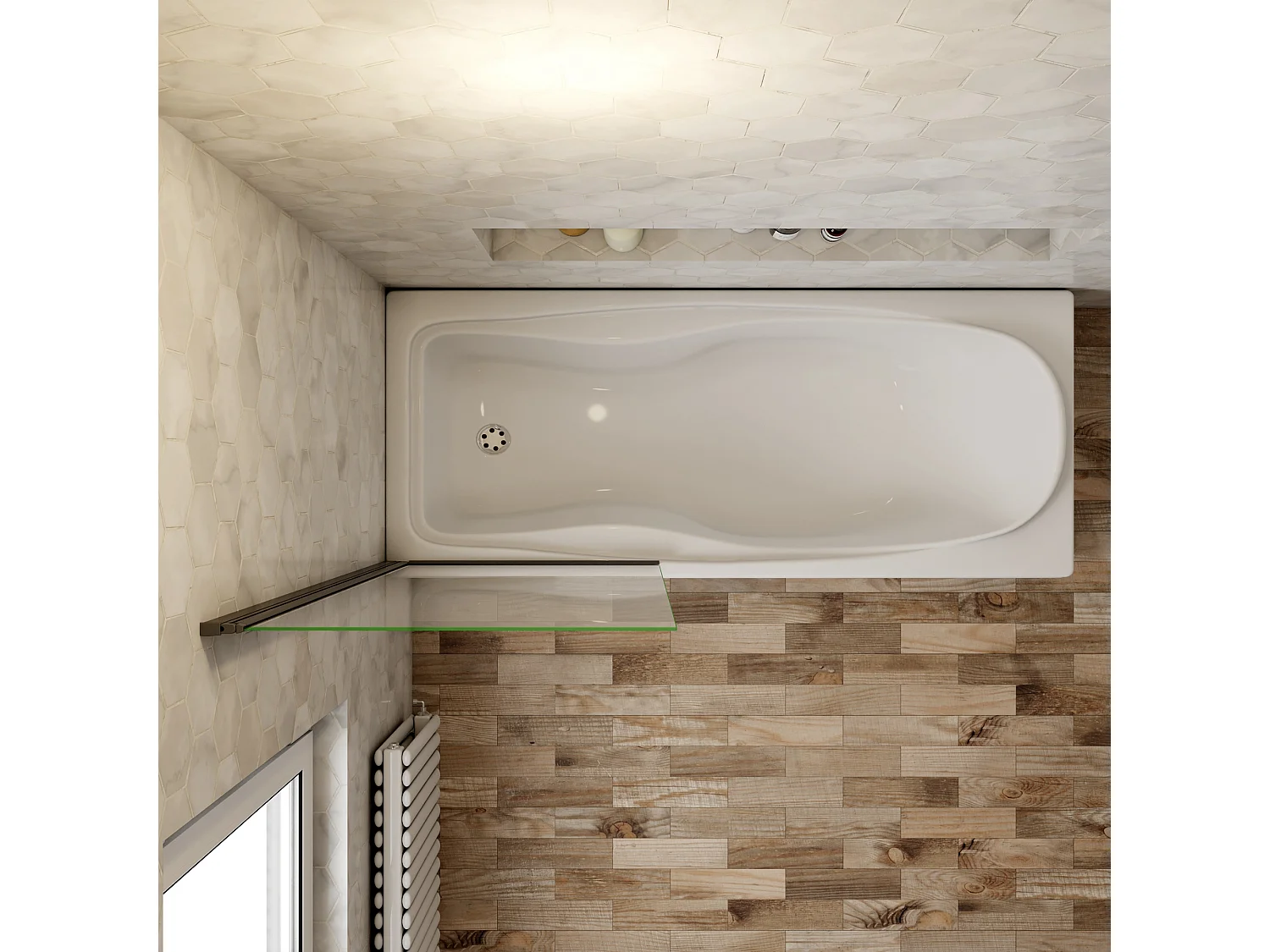 Mampara de bañera con perfil negro mate abatible-cristal templado 6mm-(780-800)x1400mm