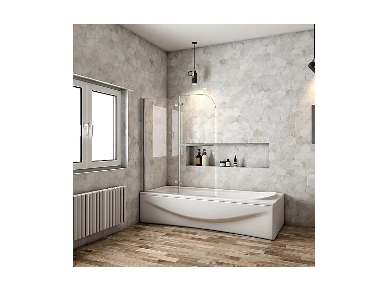 Mampara de bañera plegable-cristal antical 6mm con un toallero 300mm-(1180-1200)x1400mm