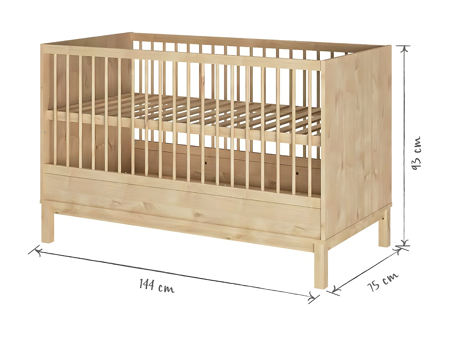 Pack lit bébé évolutif avec matelas 70x140 cm panneaux de fibres bois KIWI