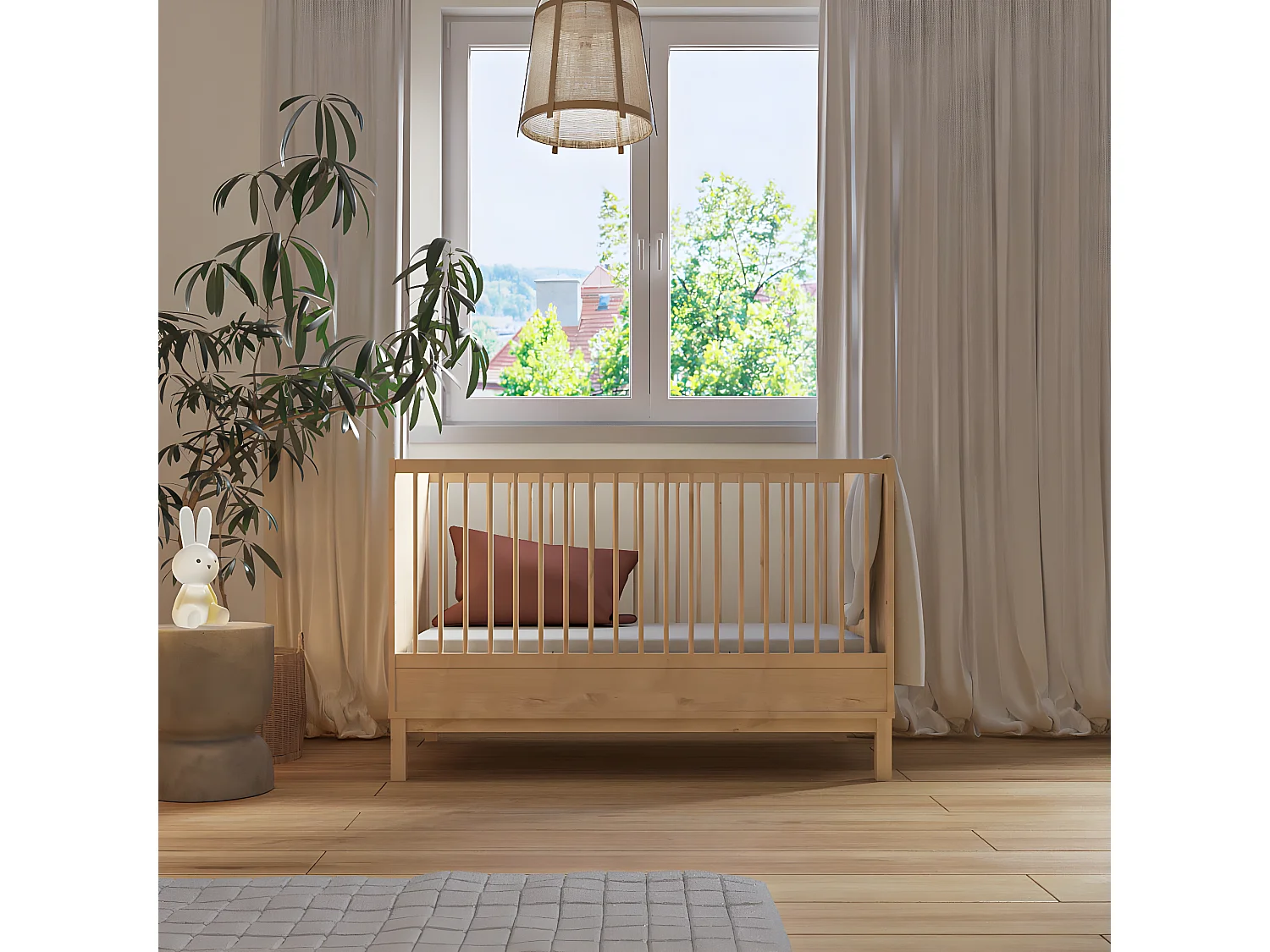 Pack lit bébé évolutif avec matelas 70x140 cm panneaux de fibres bois KIWI