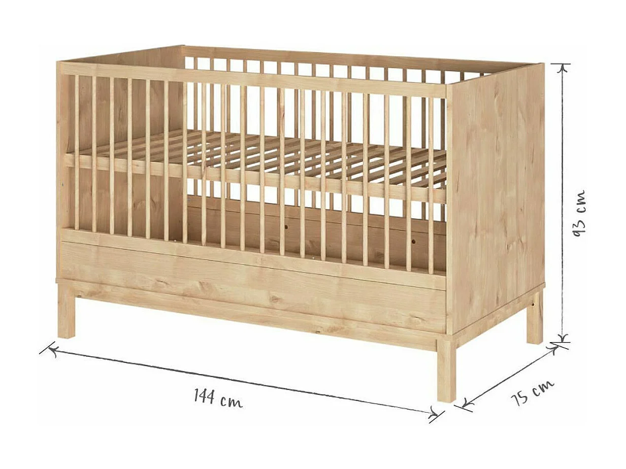 Lit bébé évolutif 70x140 cm panneaux de fibres bois KIWI