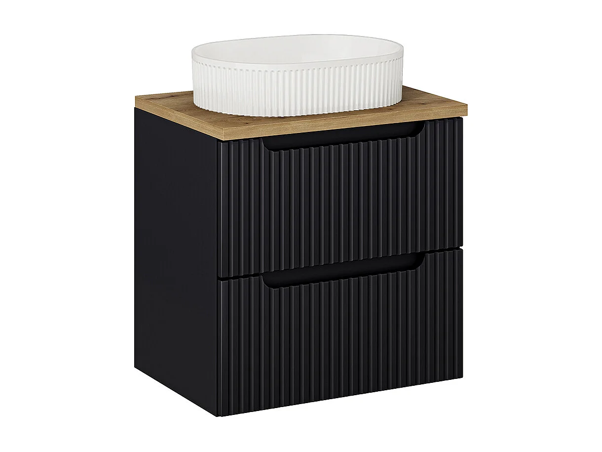 Set di mobili da bagno con lavabo Riva nero e marrone 60cm