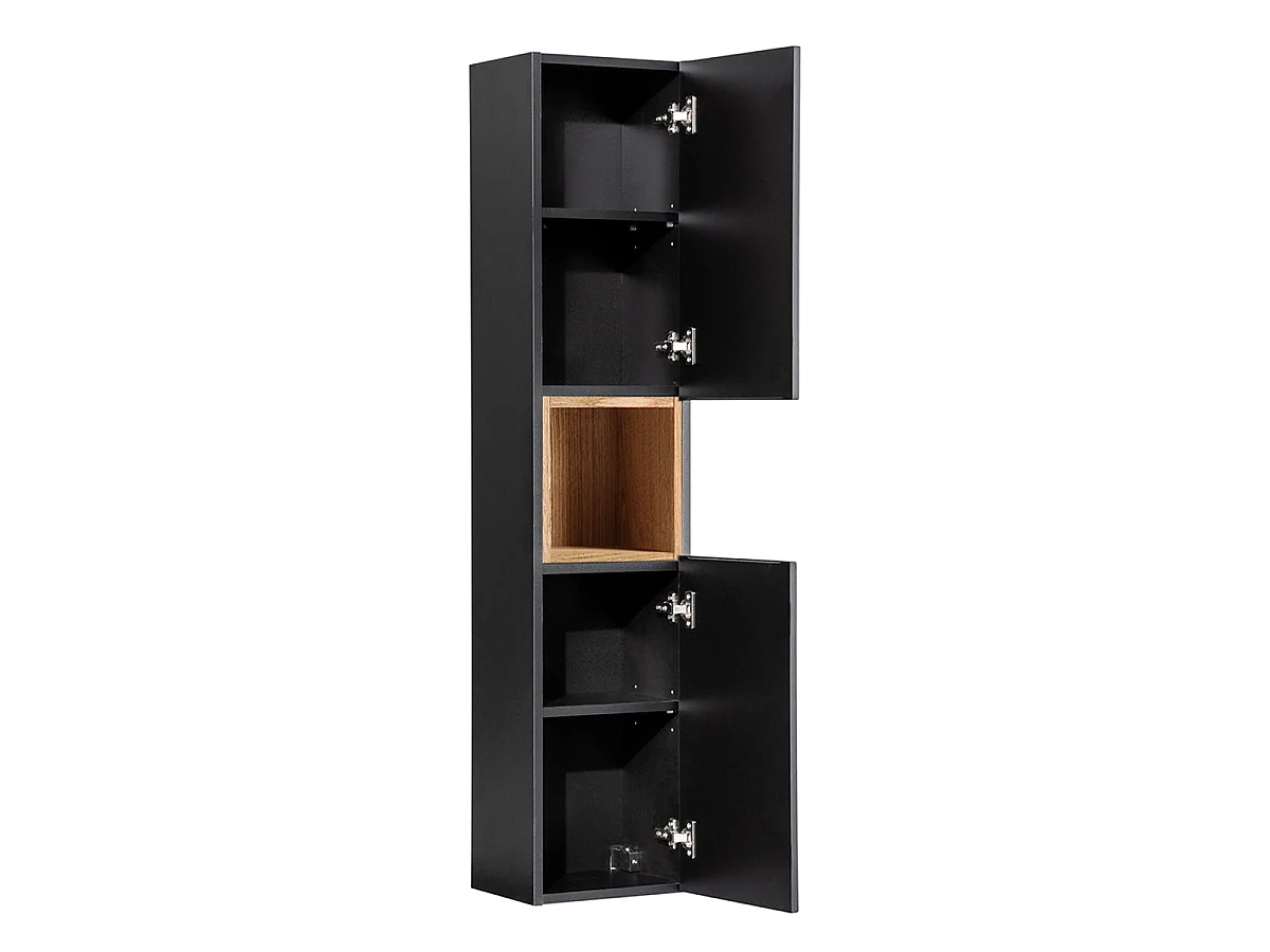 Ensemble meuble simple vasque encastrée 50cm 2 tiroirs en colonne Riva Noir en Bois