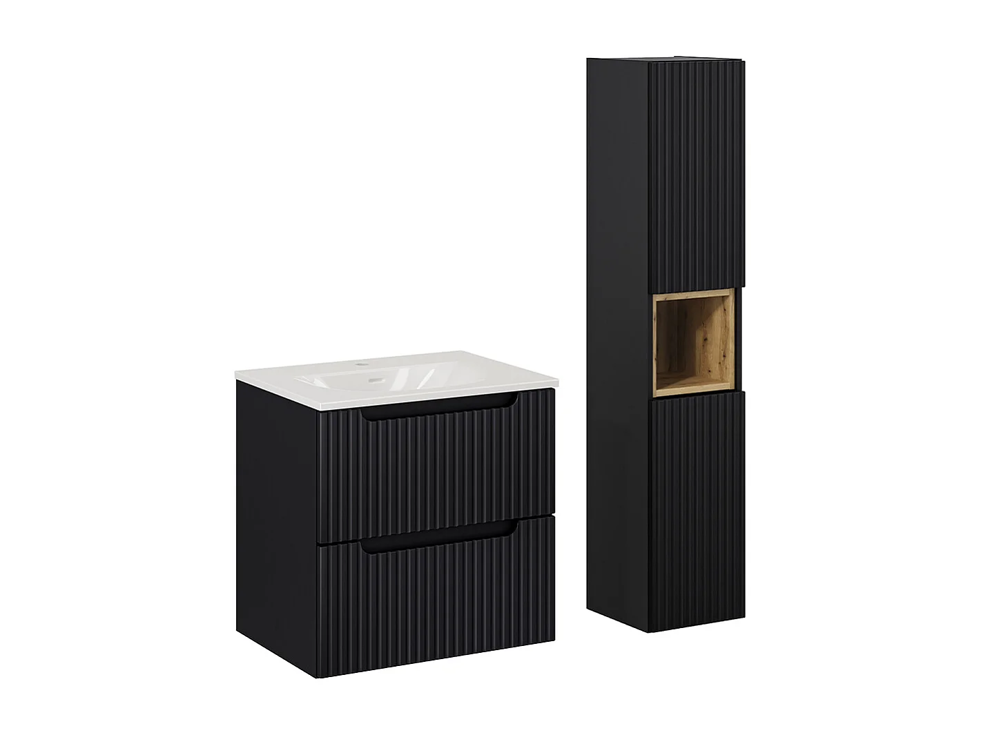 Set di mobili da bagno con lavabo Riva nero 60cm