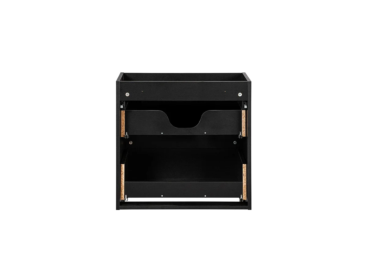 Ensemble meuble simple vasque encastrée 60cm 2 tiroirs et colonne Riva Noir et Bois