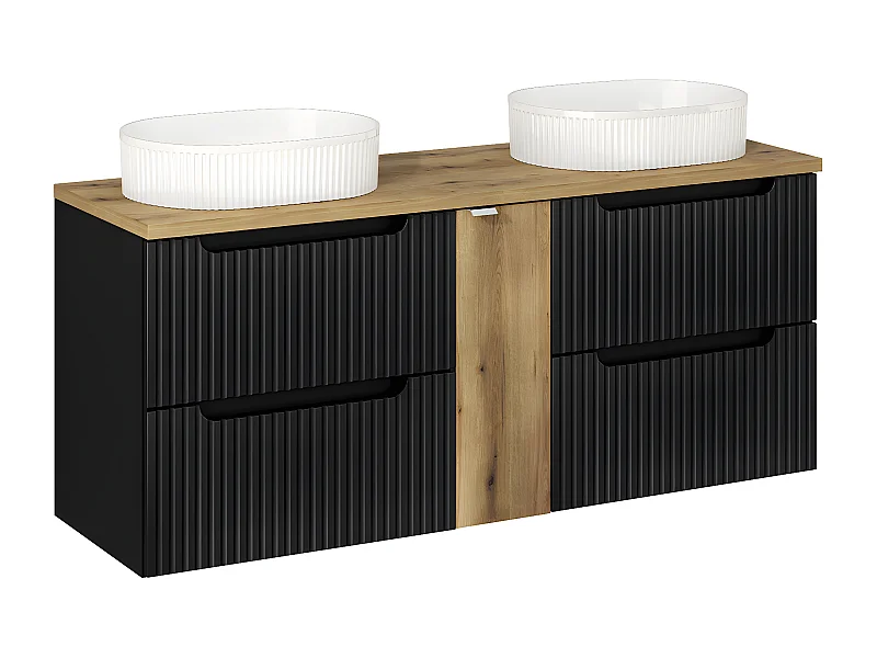 Mueble doble lavabo 140cm 4 cajones Riva Negro y Madera