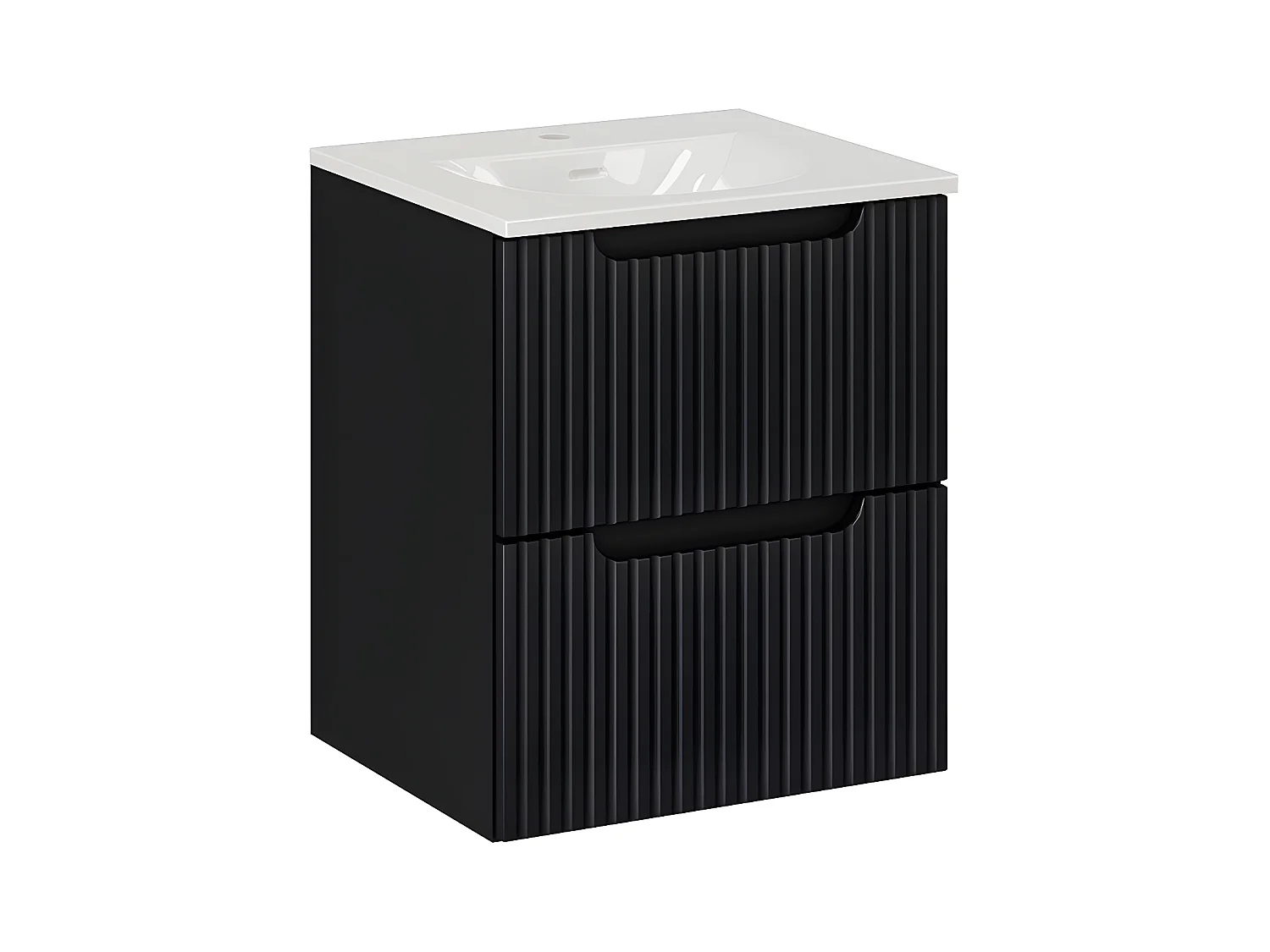 Meuble simple vasque encastrée 50cm 2 tiroirs Riva Noir