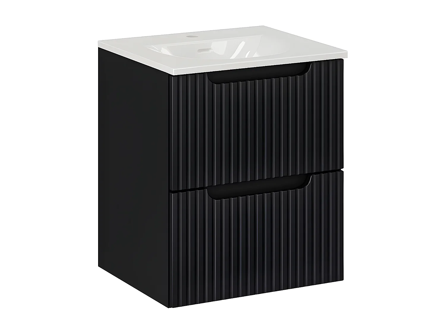 Mueble lavabo individual encastrado 50cm 2 cajones Riva Negro