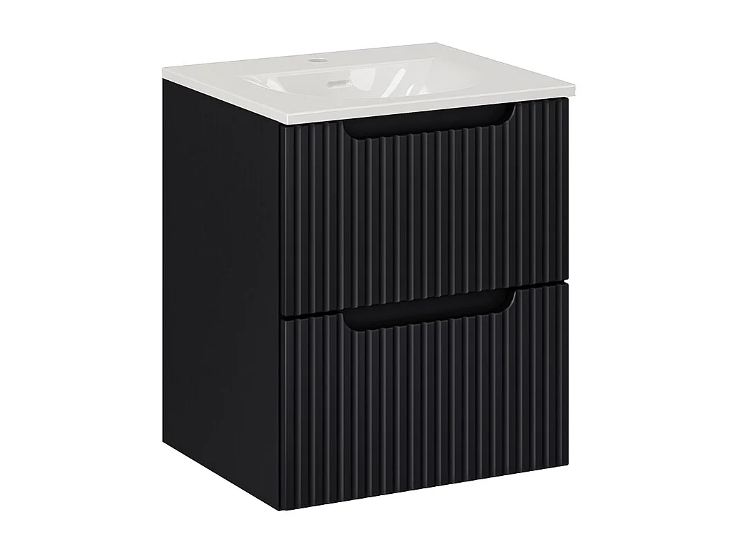 Enkelt håndvask 50 cm med 2 skuffer Riva Black