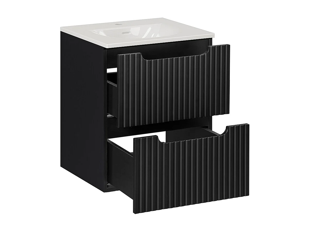 Enkelt håndvask 50 cm med 2 skuffer Riva Black