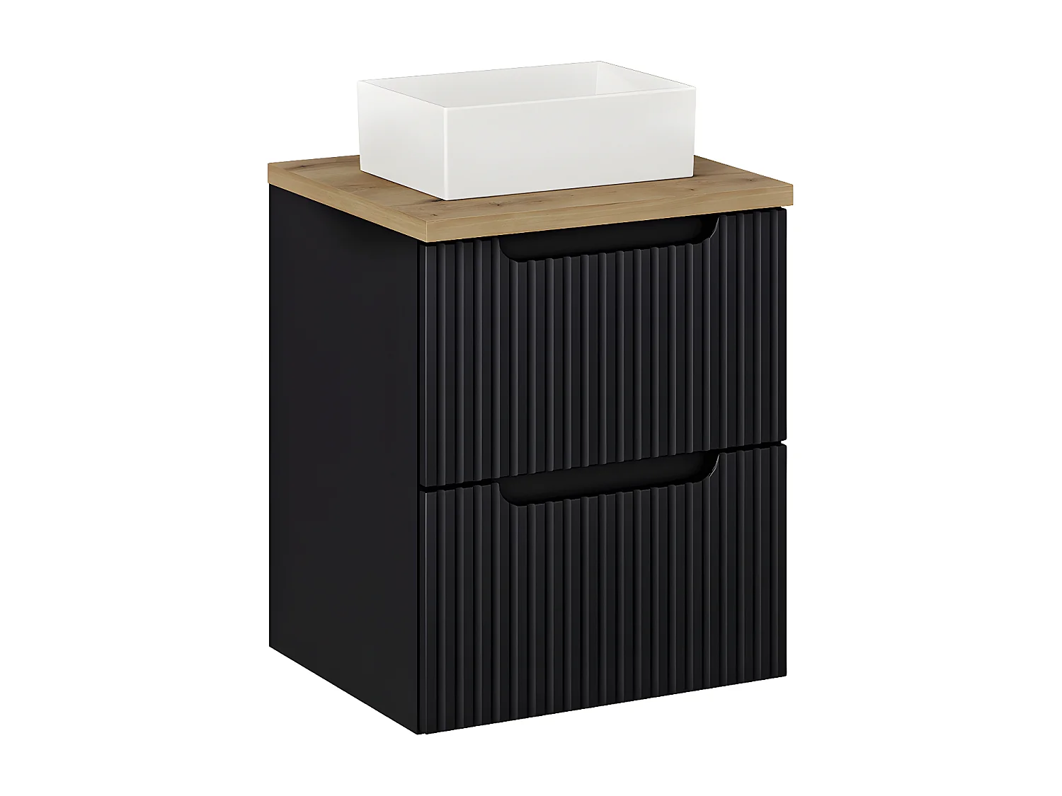 Mueble lavabo individual 50cm 2 cajones Riva Negro y Madera
