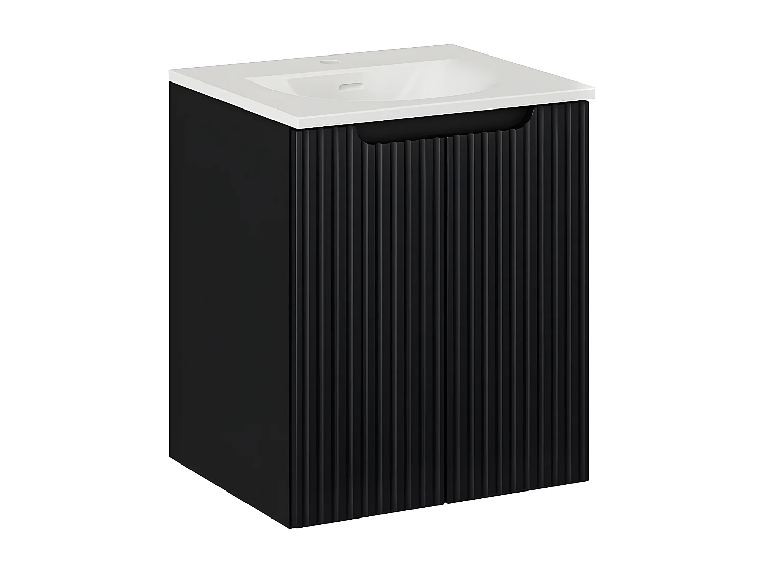 Meuble simple vasque encastrée 50cm 2 portes Riva Noir