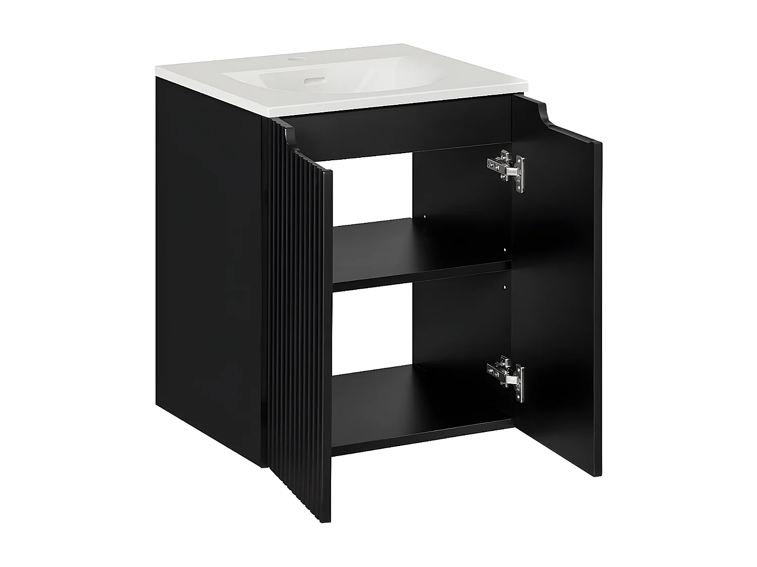 Meuble simple vasque encastrée 50cm 2 portes Riva Noir