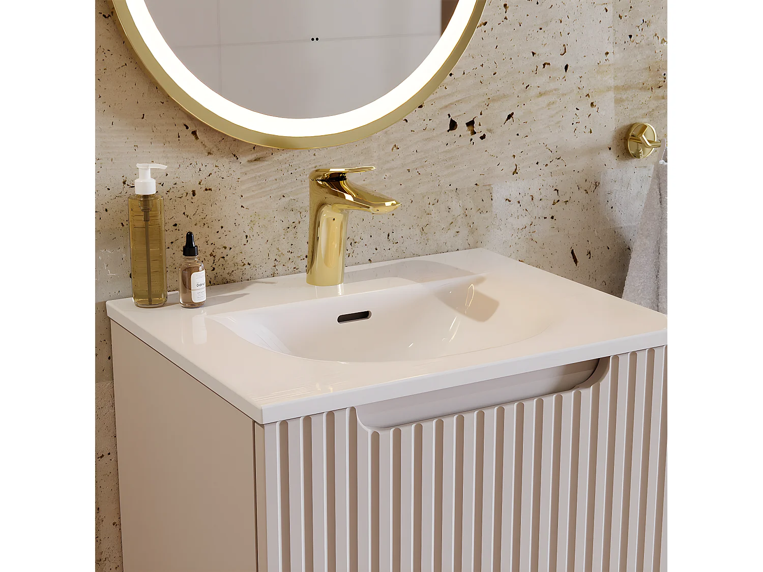 Meuble simple vasque encastrée 50cm 2 portes Riva Noir