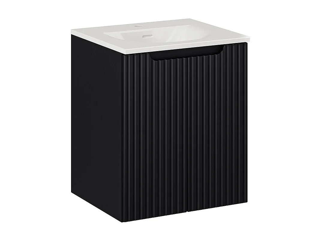 Enkelt håndvask 50 cm med 2 låger Riva Black