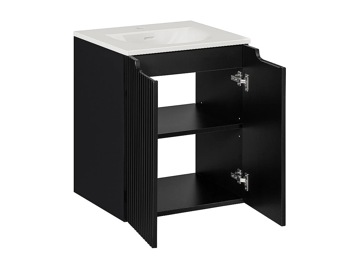 Enkelt håndvask 50 cm med 2 låger Riva Black