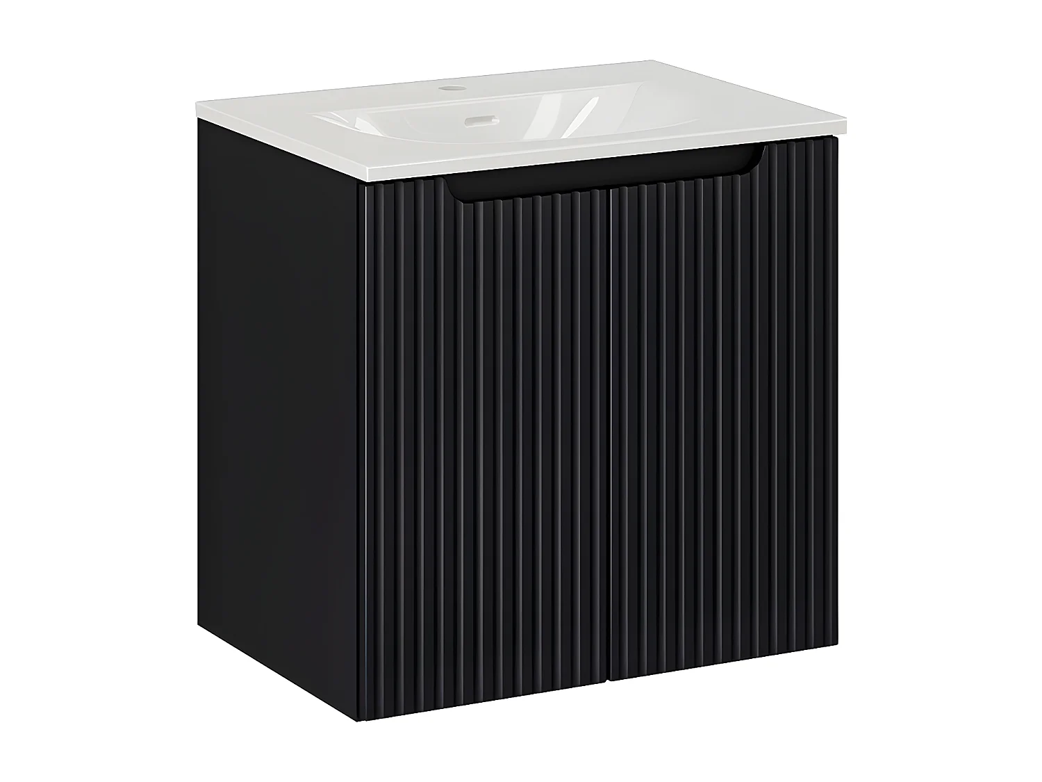 Meuble simple vasque encastrée 60cm 2 portes Riva Noir