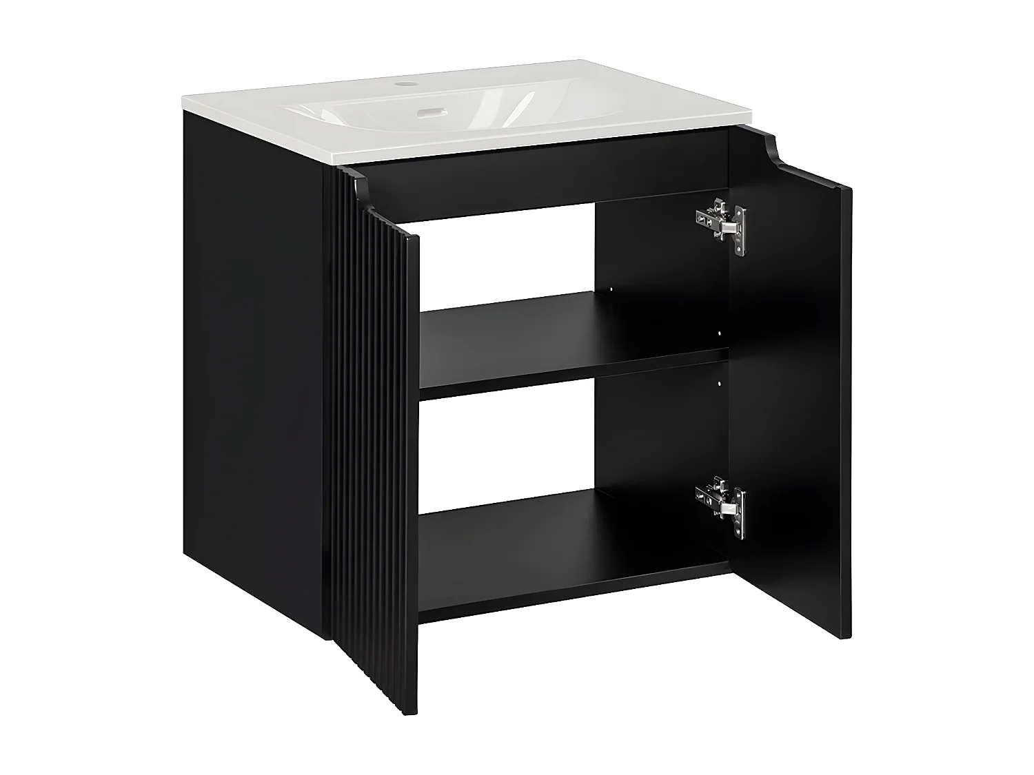 Meuble simple vasque encastrée 60cm 2 portes Riva Noir