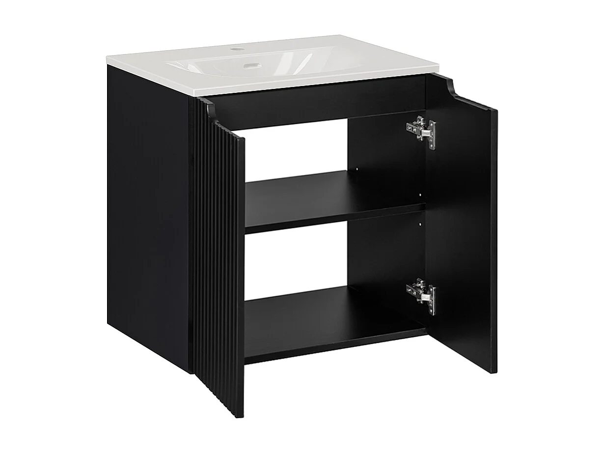 Enkelt håndvask 60 cm med 2 låger Riva Black