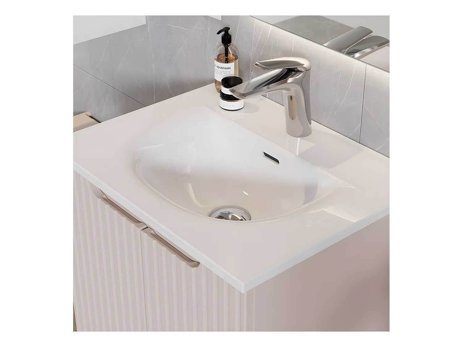 Meuble simple vasque encastrée 60cm 2 tiroirs Riva Noir