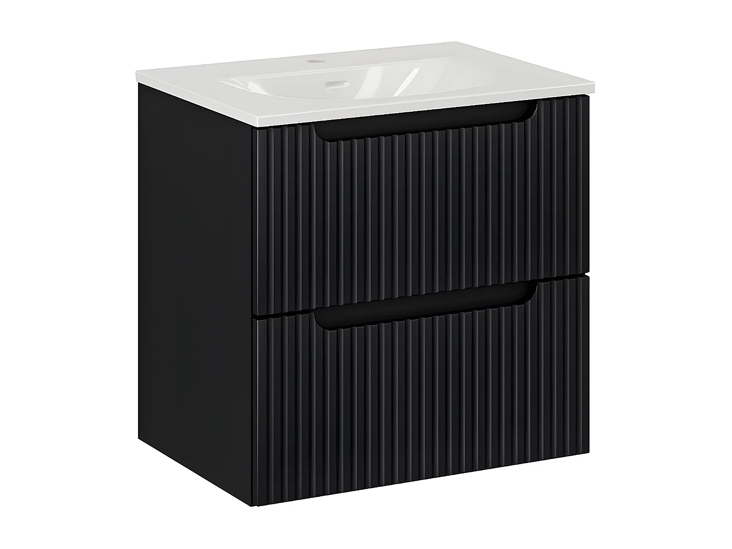 Mueble lavabo individual encastrado 60cm 2 cajones Riva Negro