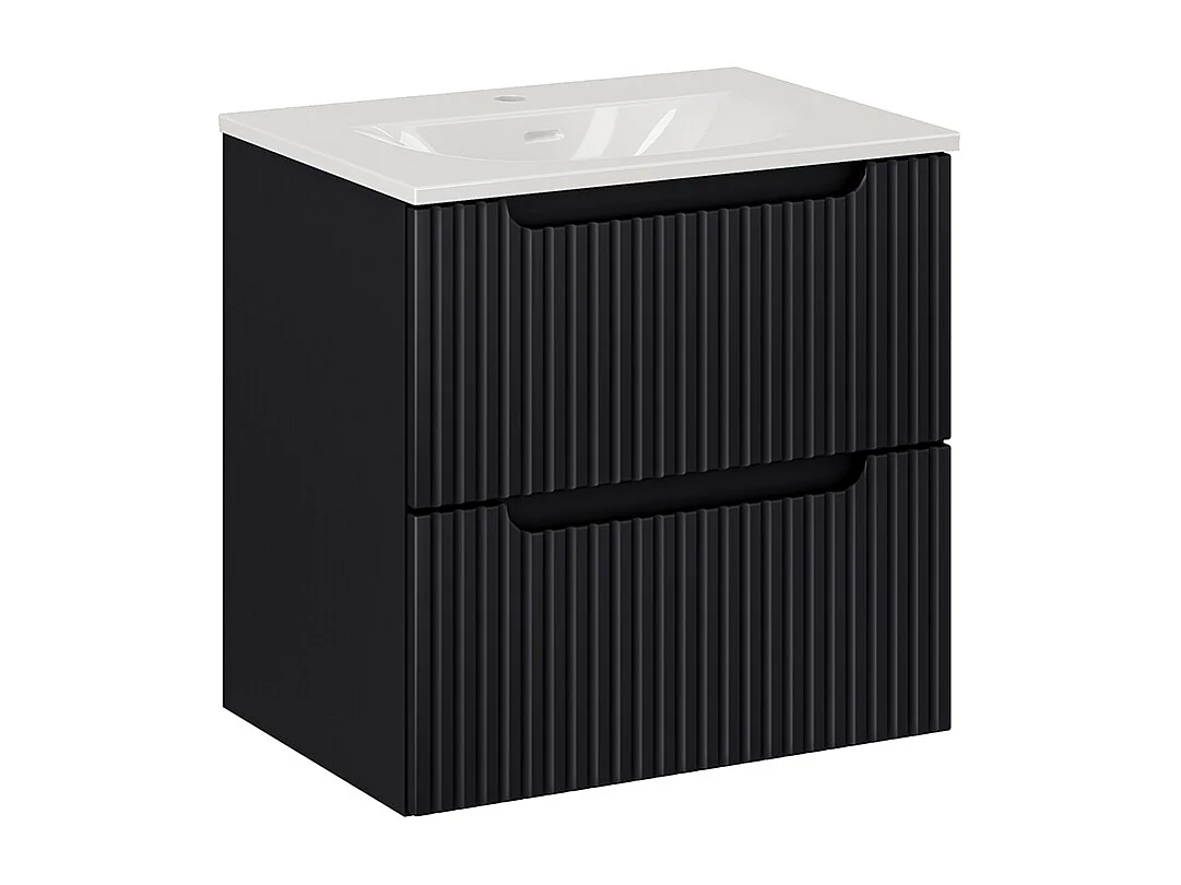 Enkelt håndvask 60 cm med 2 skuffer Riva Black