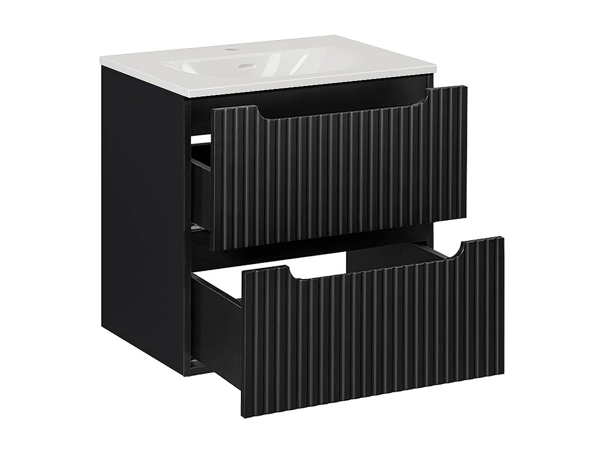 Enkelt håndvask 60 cm med 2 skuffer Riva Black