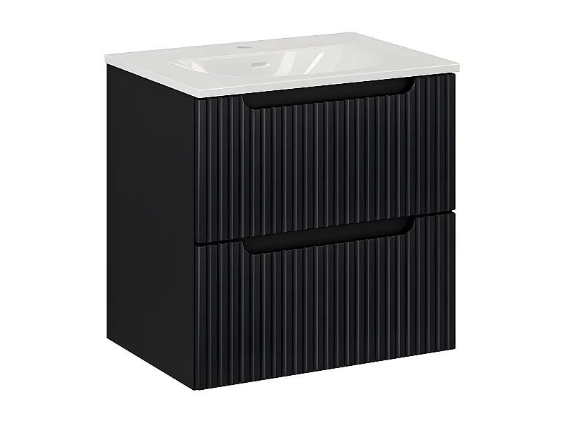 Meuble simple vasque encastrée 60cm 2 tiroirs Riva Noir