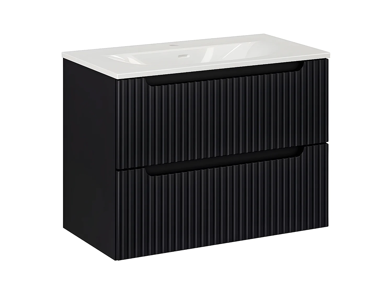 Meuble simple vasque encastrée 80cm 2 tiroirs Riva Noir