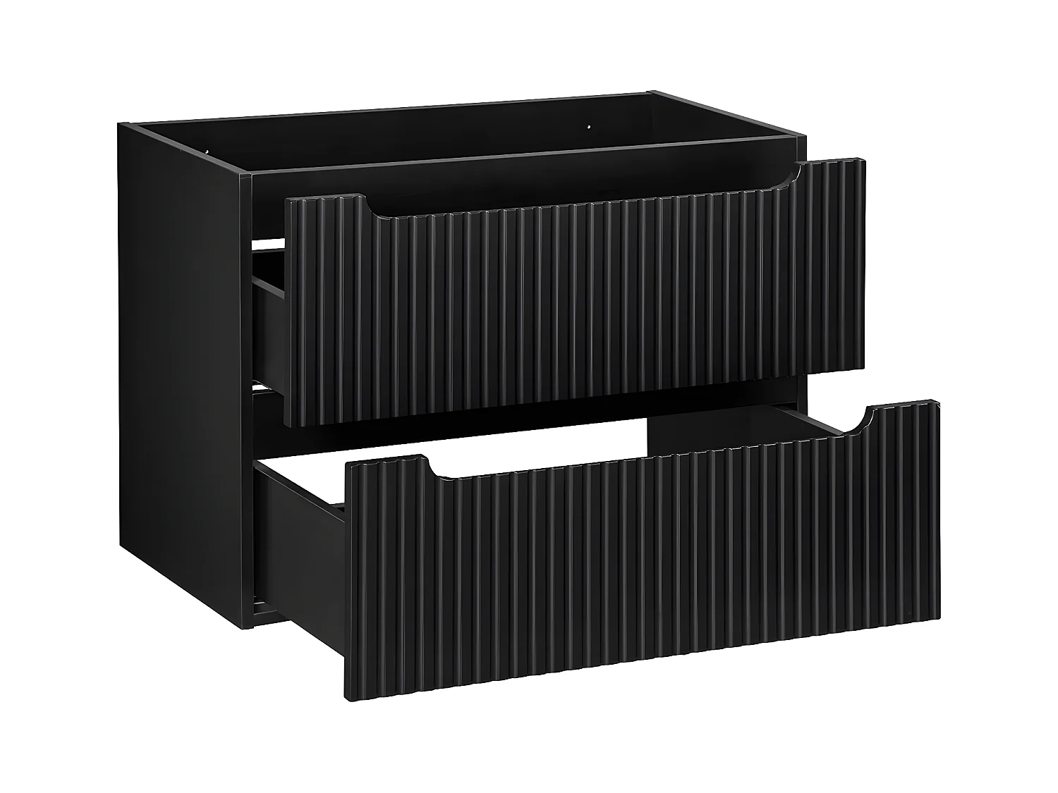 Meuble simple vasque encastrée 80cm 2 tiroirs Riva Noir