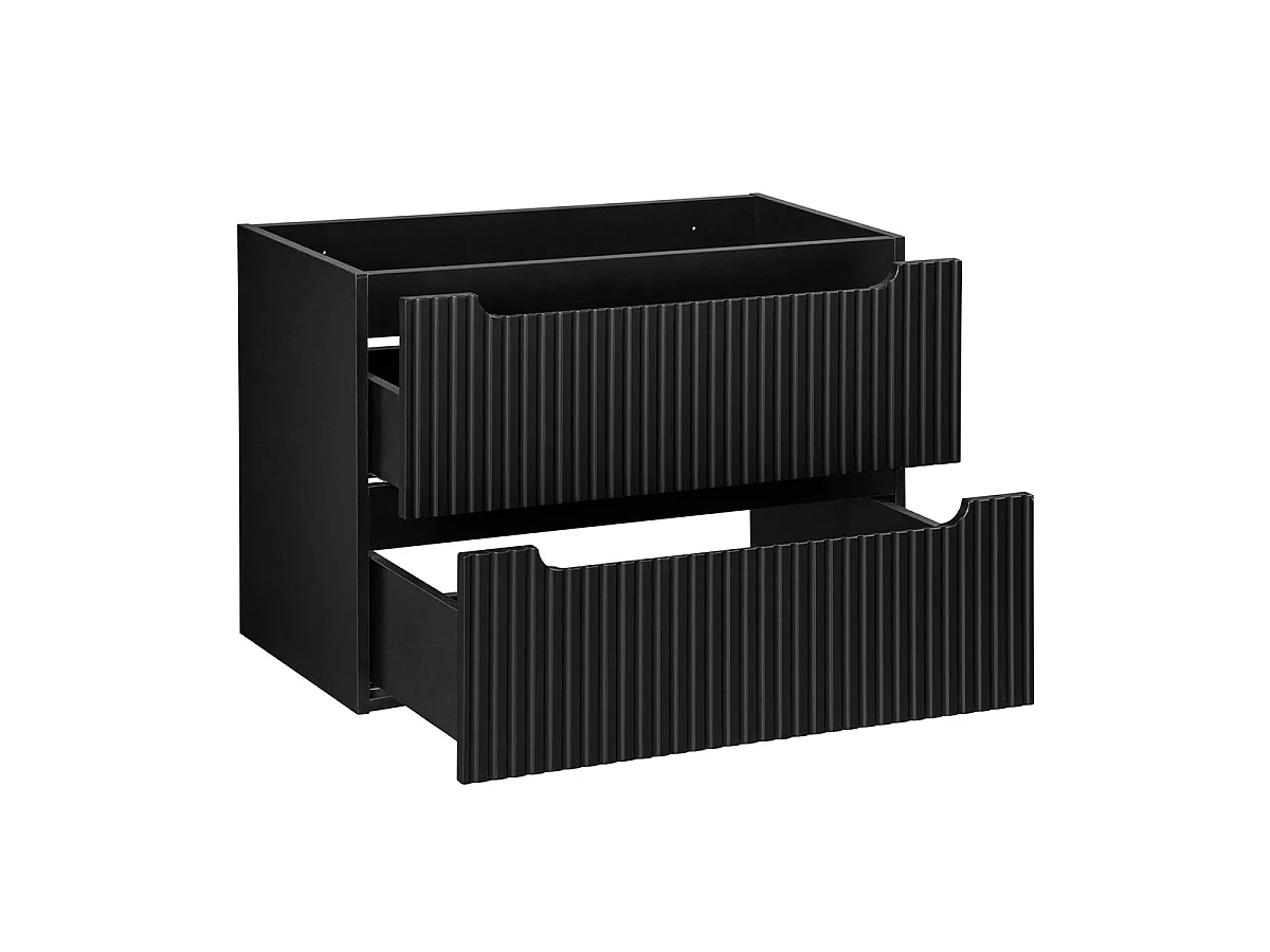 Meuble simple vasque encastrée 80cm 2 tiroirs Riva Noir