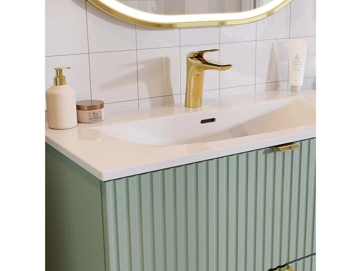 Meuble simple vasque encastrée 80cm 2 tiroirs Riva Noir