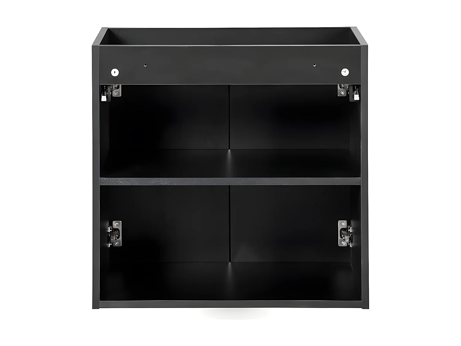 Meuble simple vasque 60cm 2 portes Riva Noir et Bois