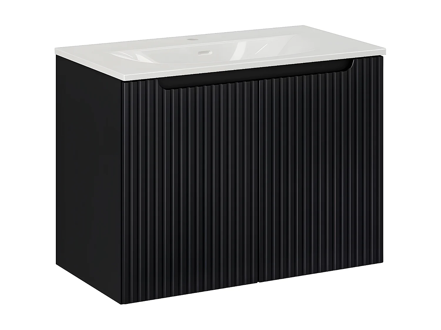 Meuble simple vasque encastrée 80cm 2 portes Riva Noir