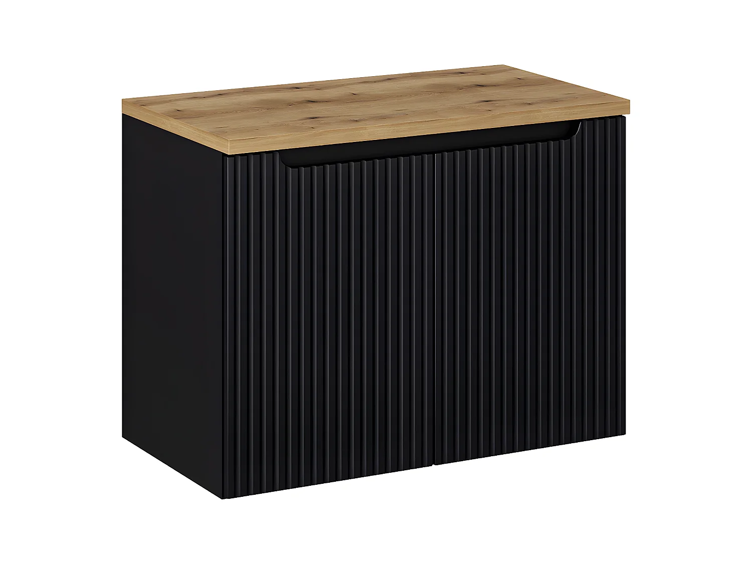 Meuble sous-vasque 80cm 2 portes plan de toilette Riva Noir et Bois